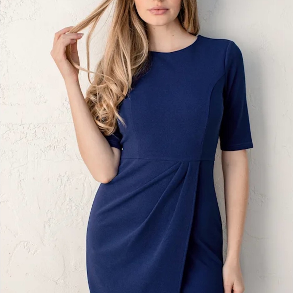 Lulu's Blue Half Sleeve Sheath Dress